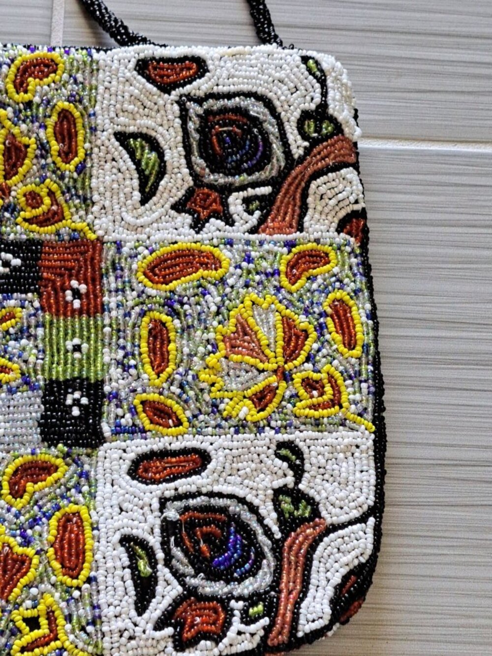 Vintage Fully Beaded Multi-Color Shoulder Bag Purse Floral Geometric Multicolor - Picture 2 of 11